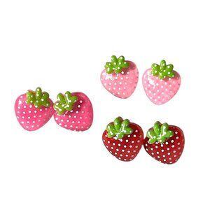 Resin Strawberry Stainless Steel Earrings-New!
